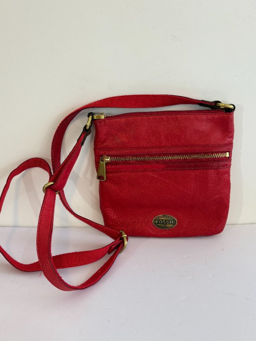 Fossil Red Leather Crossbody Purse